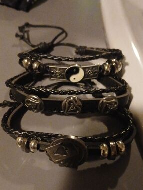 Braided Wrap Leather Charmed Bracelets  Fashion Jewelries Wristbands Bracelet